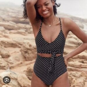 Aerie Black Polka Dot One-Piece Swimsuit
